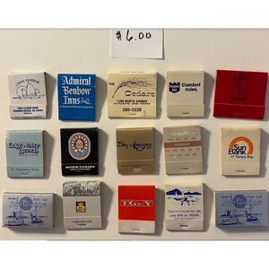 Vintage Advertising Matchbook Lot 15pc Mid Century Hotels Restaurants Banks